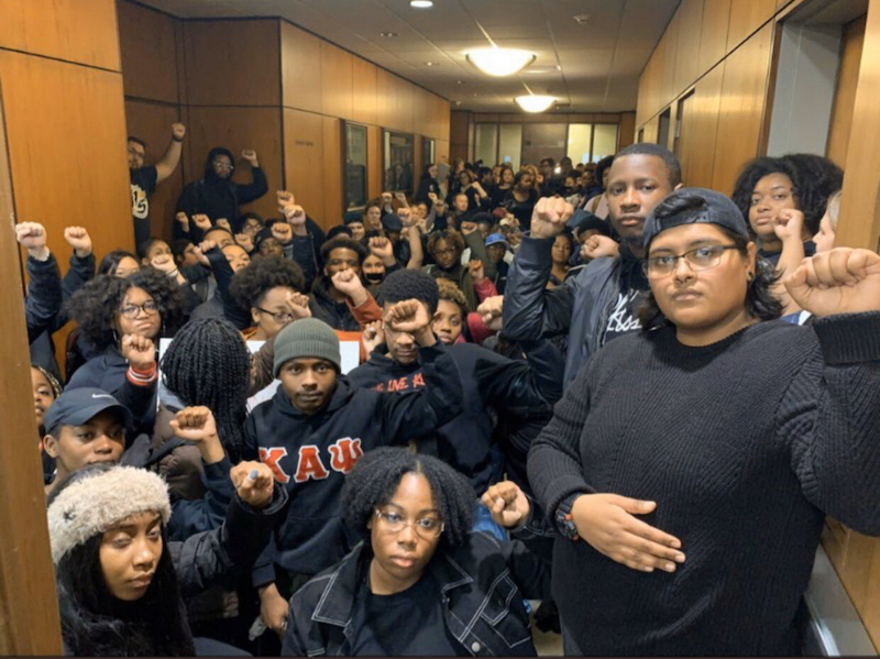 student sit-in in the Hannah Administration building.